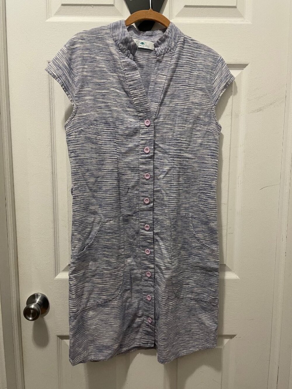 Passion Lilie Blue and White Cotton Shirtdress M